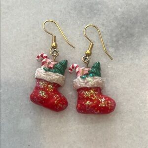 Festive Red Christmas Stocking Earrings